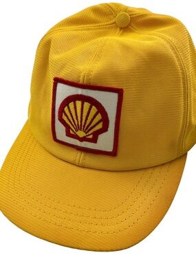 Vintage Shell Yellow Logo Patch Adjustable Snapback Baseball Hat